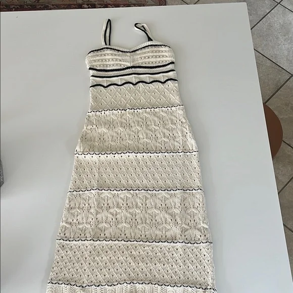 Cream and Black Knit Maxi Dress - Picture 2 of 5